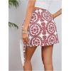 imageMilumia Womens Summer Boho Wrap Mini Skirt Allover Print High Waisted Knot Side Short Vacation Beach SkirtRed