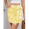 imageMilumia Womens Summer Boho Wrap Mini Skirt Allover Print High Waisted Knot Side Short Vacation Beach SkirtYellow