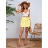 imageMilumia Womens Summer Boho Wrap Mini Skirt Allover Print High Waisted Knot Side Short Vacation Beach SkirtYellow