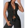 imageMilumia Womens Tie Bow Front Deep V Neck Denim Vest Sleeveless Jean JacketBlack