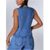 imageMilumia Womens Tie Bow Front Deep V Neck Denim Vest Sleeveless Jean JacketDark Wash