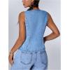 imageMilumia Womens Tie Bow Front Deep V Neck Denim Vest Sleeveless Jean JacketMedium Wash