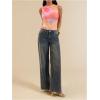 imageMilumia Womens Tie Dye Mesh Bodysuits Sleeveless Mock Neck Ruched Body SuitPink Orange