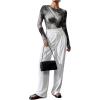 imageMilumia Womens Tie Dye Wrap Front Ruched Mesh Tee Bodysuit Long Sleeve Leotard TopsGrey
