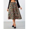 imageMilumia Womens Vintage Printed A Line High Waist Flare Flowy Casual Midi SkirtsB Disty Floral
