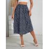 imageMilumia Womens Vintage Printed A Line High Waist Flare Flowy Casual Midi SkirtsDark Blue