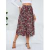 imageMilumia Womens Vintage Printed A Line High Waist Flare Flowy Casual Midi SkirtsDisty Floral Red