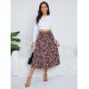 imageMilumia Womens Vintage Printed A Line High Waist Flare Flowy Casual Midi SkirtsDisty Floral Red