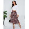 imageMilumia Womens Vintage Printed A Line High Waist Flare Flowy Casual Midi SkirtsDisty Floral Red