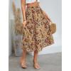 imageMilumia Womens Vintage Printed A Line High Waist Flare Flowy Casual Midi SkirtsFloral Multi