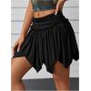 imageMilumia Womens Y2K Asymmetrical A Line Short Skirt Party Club Ruched Mini SkirtBlack