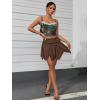 imageMilumia Womens Y2K Asymmetrical A Line Short Skirt Party Club Ruched Mini SkirtCoffee Brown