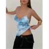 imageMilumia Womens Y2K Floral Cami Tank Top Spaghetti Strap Sheer Mesh V Neck Summer Going Out TopsBlue