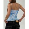 imageMilumia Womens Y2K Floral Cami Tank Top Spaghetti Strap Sheer Mesh V Neck Summer Going Out TopsBlue