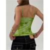 imageMilumia Womens Y2K Floral Cami Tank Top Spaghetti Strap Sheer Mesh V Neck Summer Going Out TopsGreen