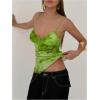 imageMilumia Womens Y2K Floral Cami Tank Top Spaghetti Strap Sheer Mesh V Neck Summer Going Out TopsGreen