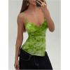 imageMilumia Womens Y2K Floral Cami Tank Top Spaghetti Strap Sheer Mesh V Neck Summer Going Out TopsGreen