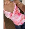 imageMilumia Womens Y2K Floral Cami Tank Top Spaghetti Strap Sheer Mesh V Neck Summer Going Out TopsLight Pink