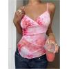 imageMilumia Womens Y2K Floral Cami Tank Top Spaghetti Strap Sheer Mesh V Neck Summer Going Out TopsLight Pink
