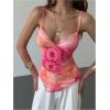 imageMilumia Womens Y2K Floral Cami Tank Top Spaghetti Strap Sheer Mesh V Neck Summer Going Out TopsMulti Pink