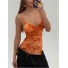 imageMilumia Womens Y2K Floral Cami Tank Top Spaghetti Strap Sheer Mesh V Neck Summer Going Out TopsOrange