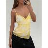 imageMilumia Womens Y2K Floral Cami Tank Top Spaghetti Strap Sheer Mesh V Neck Summer Going Out TopsYellow