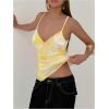 imageMilumia Womens Y2K Floral Cami Tank Top Spaghetti Strap Sheer Mesh V Neck Summer Going Out TopsYellow