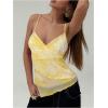 imageMilumia Womens Y2K Floral Cami Tank Top Spaghetti Strap Sheer Mesh V Neck Summer Going Out TopsYellow