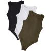 imageMilumia Girls 3 Piece Casual Solid Tank Top Sleeveless Round Neck Bodysuit JumpsuitBlack White Green