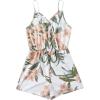 imageMilumia Girls Casual Floral Print Wrap Front High Waist Cami Short RomperA Multicolored