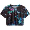 imageMilumia Girls Ink Splatter Printed Crop Tops Tee Vintage Short Sleeve Crewneck TshirtMulti Blue