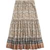 imageMilumia Women Boho Vintage Floral Print Long Skirt Summer Tiered Maxi SkirtBeige