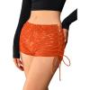 imageMilumia Women Lace Up Low Waisted Mini Shorts Tie Side Knot Rave Skinny Hot ShortsOrange