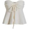imageMilumia Women Tie Front Ruched Tube Top Strapless Flared Hem Peplum Bandeau TopsBeige