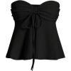 imageMilumia Women Tie Front Ruched Tube Top Strapless Flared Hem Peplum Bandeau TopsBlack