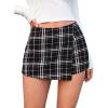 imageMilumia Womens Asymmetrical Wrap Skirts High Waisted Slit Hem Skort ShortsPlaid Black and White