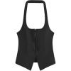 imageMilumia Womens Backless Halter Crop Top Y2K Bow Front Cut Out Sleeveless Going Out Tank TopsBlack