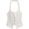 imageMilumia Womens Backless Halter Crop Top Y2K Bow Front Cut Out Sleeveless Going Out Tank TopsWhite