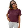 imageMilumia Womens Casual Swiss Dots Chiffon Ruffle Front Short Sleeve Work Office Blouse TopClaret