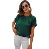 imageMilumia Womens Casual Swiss Dots Chiffon Ruffle Front Short Sleeve Work Office Blouse TopDark Green