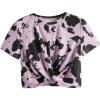 imageMilumia Womens Cow Print Twist Front Short Sleeve Crop Tank Top Tee ShirtPurple