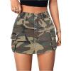 imageMilumia Womens Denim Skirt Camo Print Low Waisted Flap Pocket Jean Cargo SkirtsMulticolor Army Green