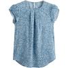 imageMilumia Womens Elegant Floral Print Petal Cap Sleeve Pleated Vacation Office Work Blouse TopBlue and White