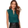 imageMilumia Womens Elegant Notch V Neck Sleeveless Blouse Guipure Lace Work Office TopDeep Green