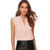 imageMilumia Womens Elegant Notch V Neck Sleeveless Blouse Guipure Lace Work Office TopLight Pink