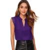 imageMilumia Womens Elegant Notch V Neck Sleeveless Blouse Guipure Lace Work Office TopPurple