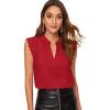 imageMilumia Womens Elegant Notch V Neck Sleeveless Blouse Guipure Lace Work Office TopRose Red