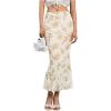 imageMilumia Womens Floral Mesh Ruffle Hem Maxi Skirt High Waisted Fishtail Long SkirtsLight Yellow