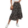 Floral Ruffle Hem Black