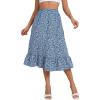 imageMilumia Womens Floral Print Ruffle Hem A Line High Waist Flare Flowy Midi SkirtsFloral White Blue